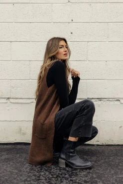 Marled Knit Sweater Vest with Pockets and Back Slit Detail 24 Marled Knit Sweater Vest with Pockets and Back Slit Detail -ROOLEE FASHION SHOP 028A0005