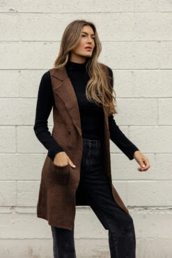 Marled Knit Sweater Vest with Pockets and Back Slit Detail 25 Marled Knit Sweater Vest with Pockets and Back Slit Detail -ROOLEE FASHION SHOP 028A0011