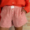 Gingham Lounge Boxers with Pockets - Lightweight Summer Shorts