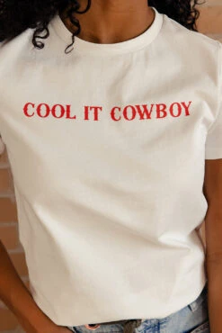 Western Graphic Tee - Cool It Cowboy White Crew Neck T-Shirt -ROOLEE FASHION SHOP 028A1146 53e941d1 bd01 4321 a666 9049cb89ff08