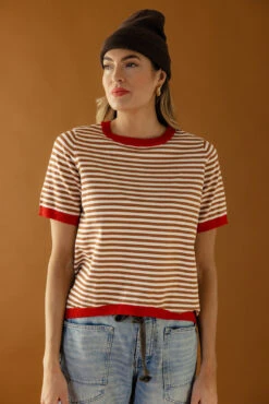 Striped Soft Knit Top with Contrast Ribbed Trim -ROOLEE FASHION SHOP 028A1273 ce6ad66e 3c06 46b1 b2a5 a07cd68afbaf