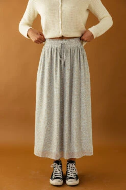 Floral Chiffon Skirt with Pockets - Lightweight Elastic Waist Bottom