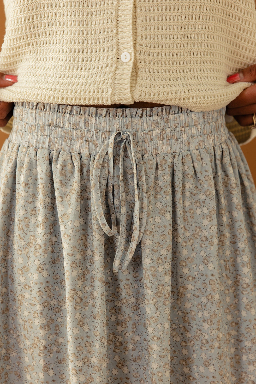 Floral Chiffon Skirt with Pockets - Lightweight Elastic Waist Bottom 5 Floral Chiffon Skirt with Pockets - Lightweight Elastic Waist Bottom - Image 3