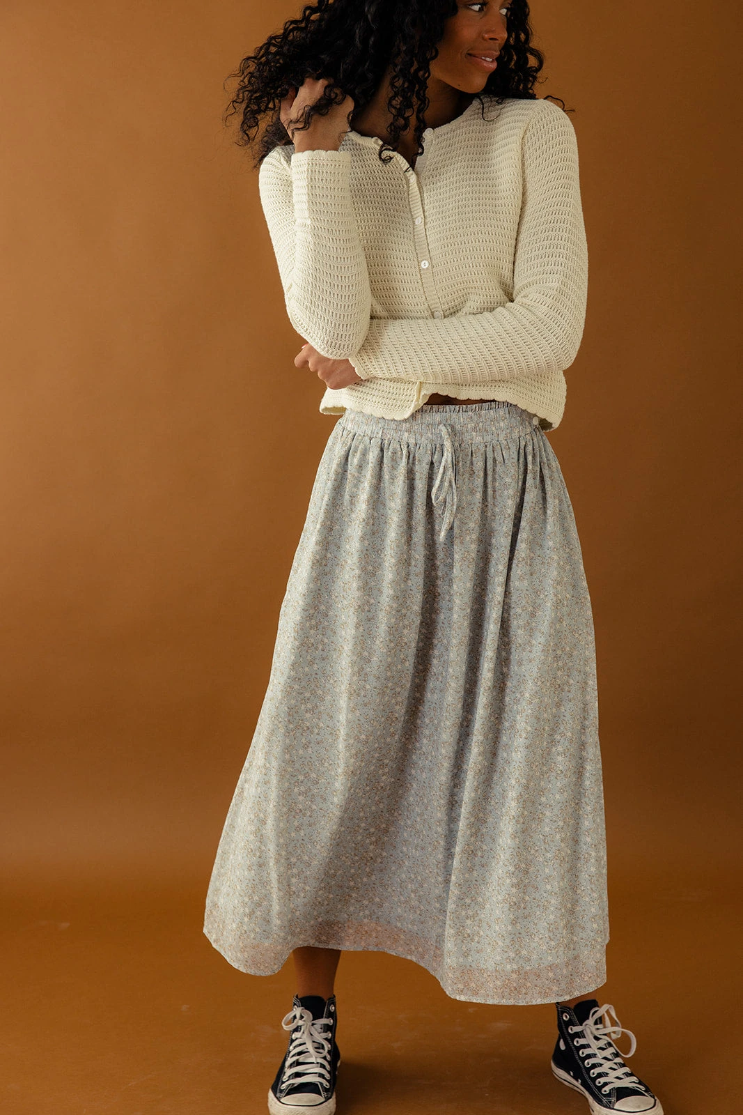 Floral Chiffon Skirt with Pockets - Lightweight Elastic Waist Bottom 6 Floral Chiffon Skirt with Pockets - Lightweight Elastic Waist Bottom - Image 4