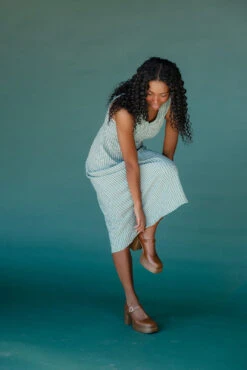 Green Gingham Midi Tank Dress with Back Tie Detail 14 Green Gingham Midi Tank Dress with Back Tie Detail -ROOLEE FASHION SHOP 028A1807