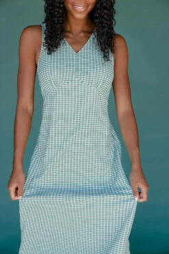 Green Gingham Midi Tank Dress with Back Tie Detail 13 Green Gingham Midi Tank Dress with Back Tie Detail -ROOLEE FASHION SHOP 028A1830