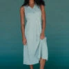 Green Gingham Midi Tank Dress with Back Tie Detail -ROOLEE FASHION SHOP 028A1837