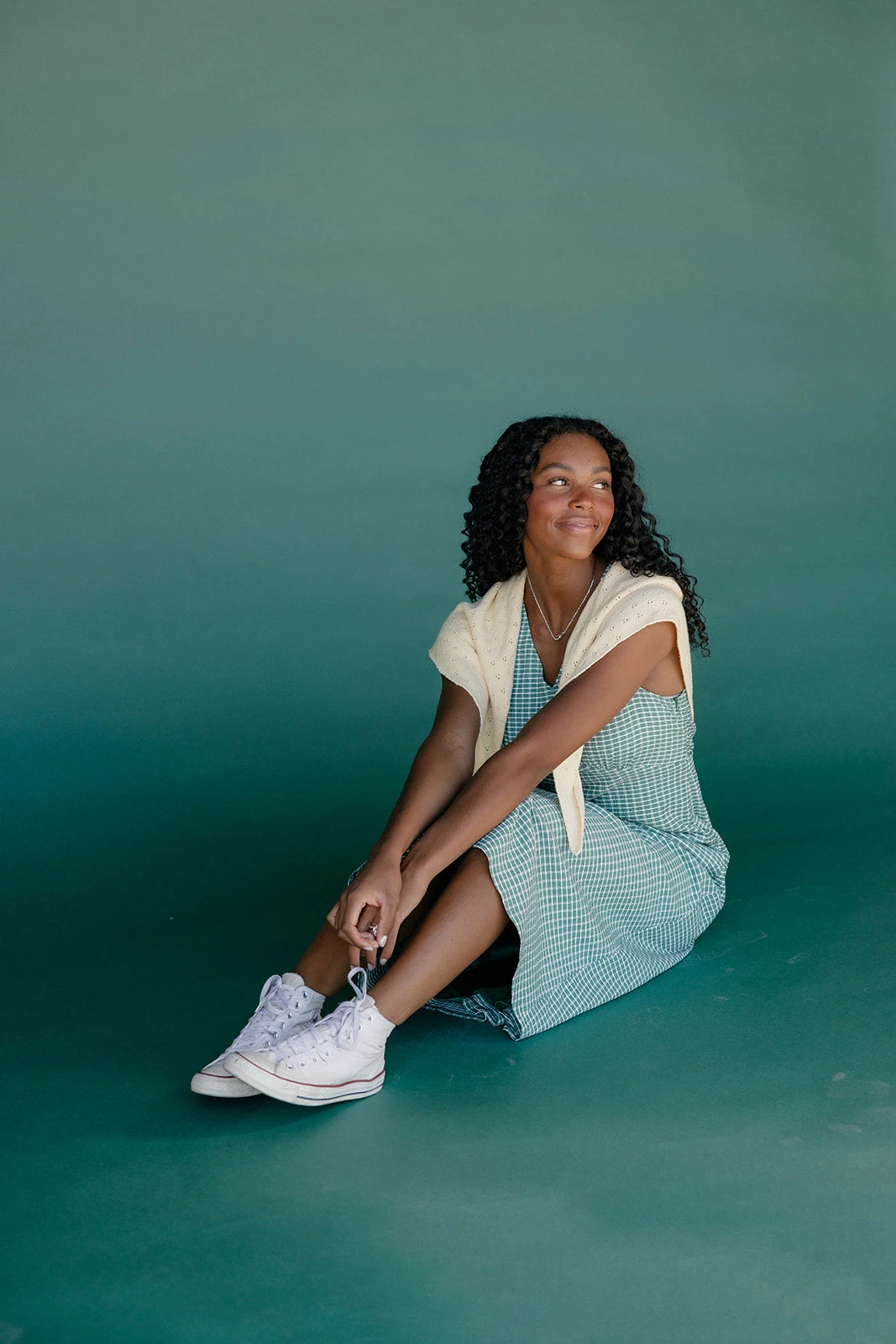 Green Gingham Midi Tank Dress with Back Tie Detail 4 Green Gingham Midi Tank Dress with Back Tie Detail - Image 2