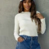 The Manuscript Cropped Waffle Weave Sweater - Soft & Stretchy Top 1 The Manuscript Cropped Waffle Weave Sweater - Soft & Stretchy Top -ROOLEE FASHION SHOP 028A2125