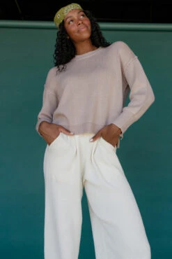 Be Cool Millie Ribbed Knit Sweater in Mauve-Brown