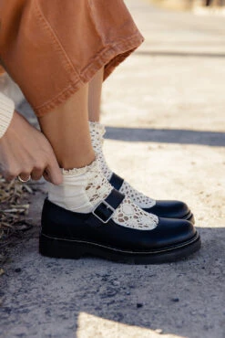 Women's Leather Mary Jane Loafers - Classic Adjustable Buckle Shoes