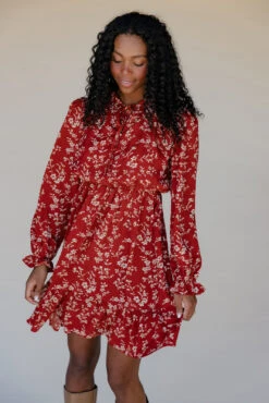 Scarlet Blossom Tiered Dress