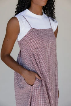 Dusty Mauve Square Neck Midi Dress with Pockets & Adjustable Straps -ROOLEE FASHION SHOP 028A2490