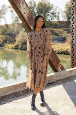 Floral Print Smocked Dress - Romantic Lace Sleeve Boho Style -ROOLEE FASHION SHOP 028A2532 9e826e4b adad 4eb4 81d0 97f1ba1087b4