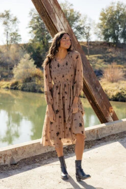 Floral Print Smocked Dress - Romantic Lace Sleeve Boho Style -ROOLEE FASHION SHOP 028A2555 c4cac212 6f25 4665 a9a0 fbe21df52812