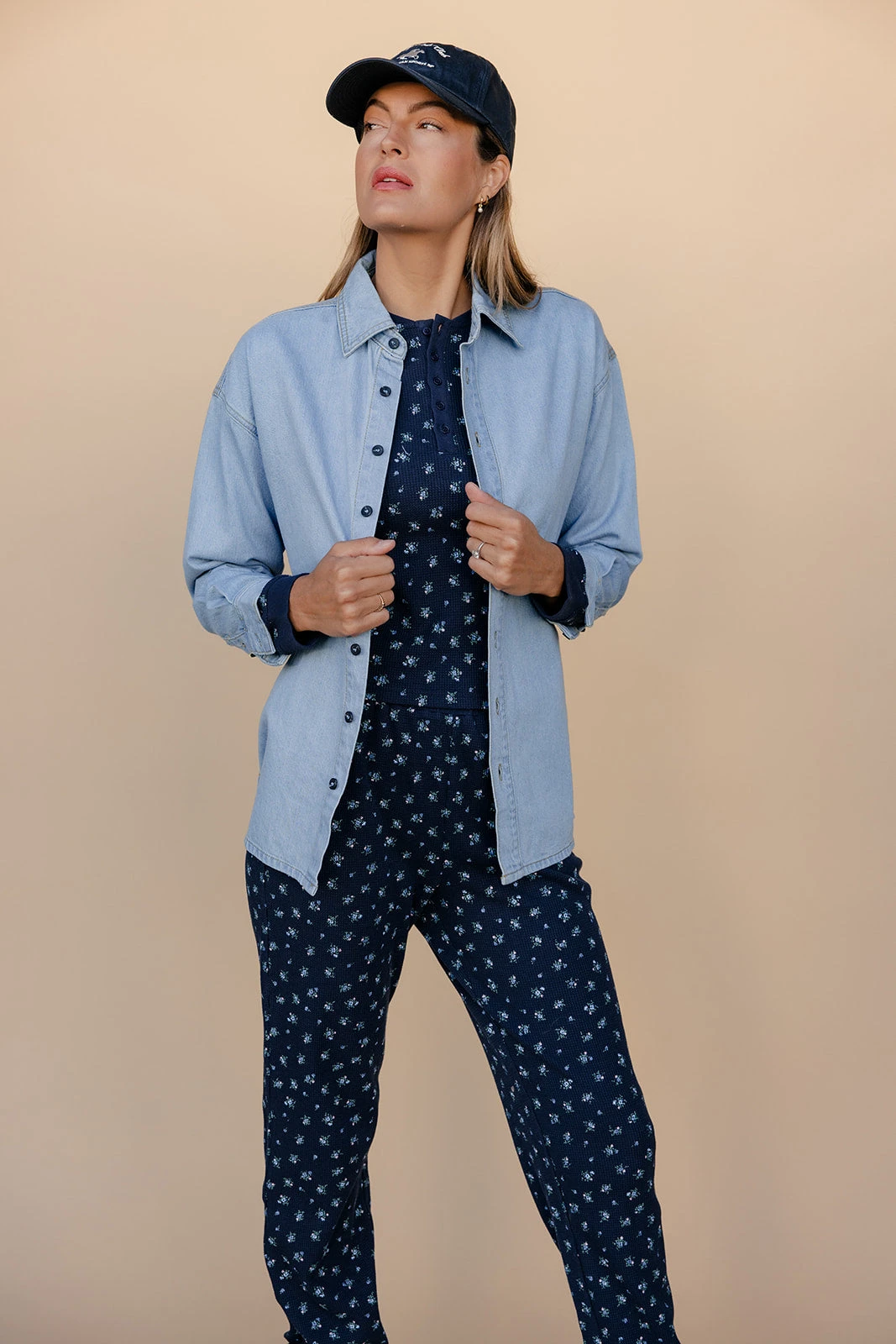 Navy Blue Floral Loungewear Set - 2 Piece Long Sleeve Jogger Suit 11 Navy Blue Floral Loungewear Set - 2 Piece Long Sleeve Jogger Suit - Image 9