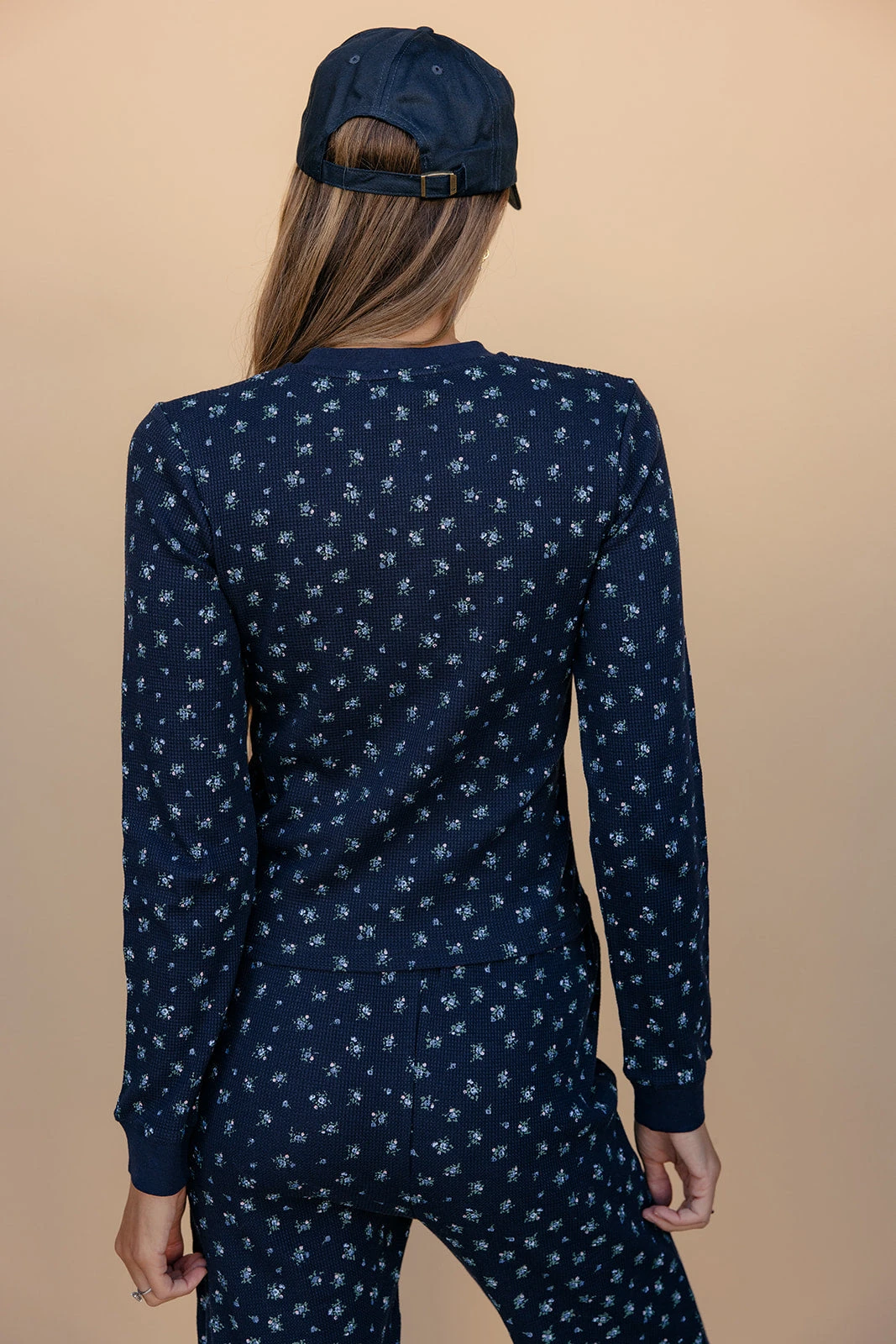 Navy Blue Floral Loungewear Set - 2 Piece Long Sleeve Jogger Suit 7 Navy Blue Floral Loungewear Set - 2 Piece Long Sleeve Jogger Suit - Image 5