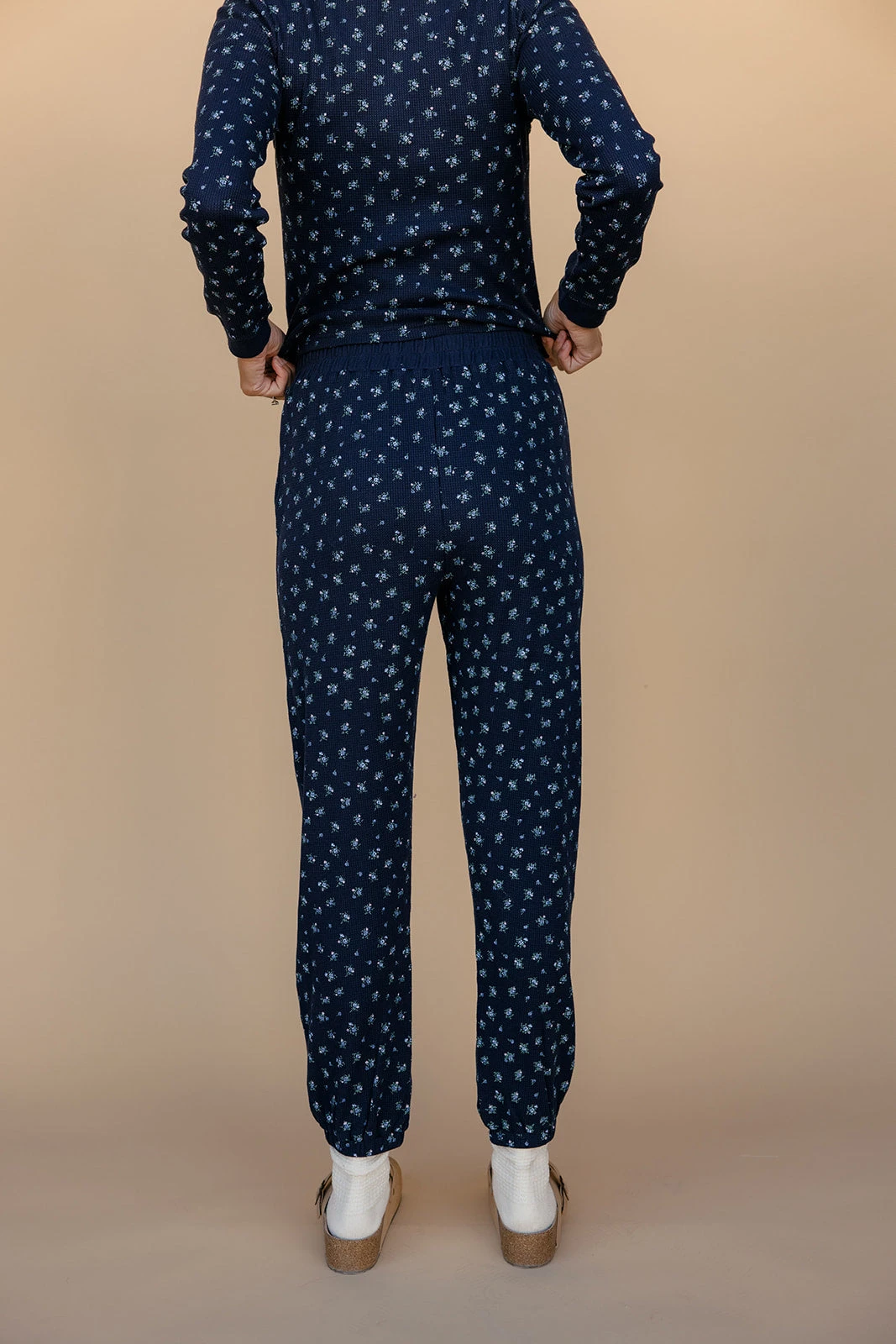 Navy Blue Floral Loungewear Set - 2 Piece Long Sleeve Jogger Suit 9 Navy Blue Floral Loungewear Set - 2 Piece Long Sleeve Jogger Suit - Image 7