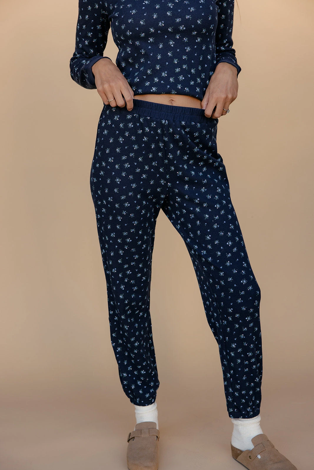 Navy Blue Floral Loungewear Set - 2 Piece Long Sleeve Jogger Suit 8 Navy Blue Floral Loungewear Set - 2 Piece Long Sleeve Jogger Suit - Image 6