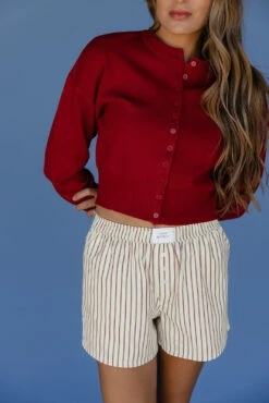 Vibrant Cranberry Cropped Cardigan - Cozy Knit Layering Piece -ROOLEE FASHION SHOP 028A2604 a0ad0f5b 8de0 411e 94c5 eb3760508108