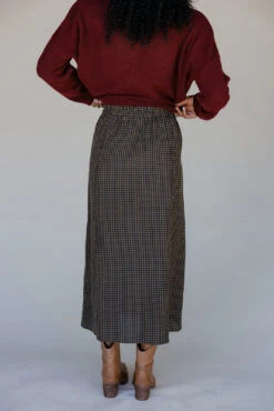 Brown Gingham Midi Skirt - Chestnut Hollow Pencil Silhouette -ROOLEE FASHION SHOP 028A2637 3752f68b 0c1d 4cc9 a45b ac094eedfc33