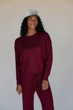 Morning Market Waffle Sweater -ROOLEE FASHION SHOP 028A2689