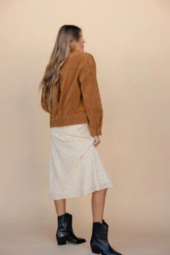 Floral Cream Midi Skirt - Flowy High-Waist A-Line Bottom -ROOLEE FASHION SHOP 028A2690