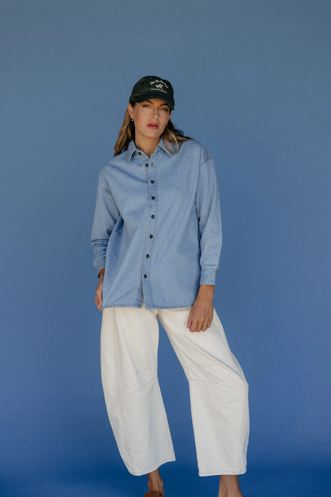Relaxed Fit Blue Denim Button-Up Top - Premium Heavyweight Cotton 9 Relaxed Fit Blue Denim Button-Up Top - Premium Heavyweight Cotton - Image 7