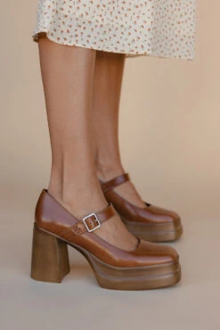 Free People Marais Mary Jane Heels - Platform Leather Block Heels