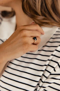 ROOLEE Romeo Ring - Gold & Black Heart Statement Jewelry