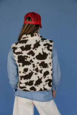 Cow Print Sherpa Vest - Cozy Western Ranch Style Highland Vest -ROOLEE FASHION SHOP 028A2745 b831c996 ed8b 44e5 8df1 9a852f467411