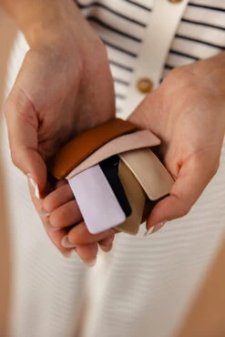 6-Piece Rectangle Faux Leather Hair Clip Set - Neutral Tones -ROOLEE FASHION SHOP 028A2746