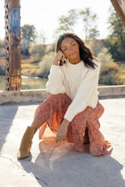 Who Else Floral Tiered Midi Skirt with Asymmetrical Slit -ROOLEE FASHION SHOP 028A2787