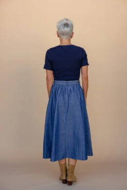 Vintage Indigo Denim Midi Dress with Pockets and Defined Waist -ROOLEE FASHION SHOP 028A2796 16d2f739 a6f3 4bcb 80f7 4767cac020bc