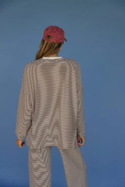 Oversized Brown Sugar Striped Pullover - Cozy Loungewear Sweater -ROOLEE FASHION SHOP 028A2811
