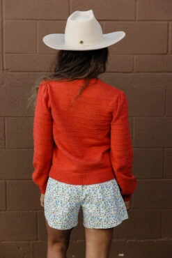 Textured Balloon Sleeve Cardigan - Vibrant Cropped Button-Up -ROOLEE FASHION SHOP 028A2896