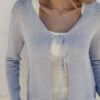 Blue Open Knit Tie Front Cardigan - Ellis Island Summer Layer 2 Blue Open Knit Tie Front Cardigan - Ellis Island Summer Layer -ROOLEE FASHION SHOP 028A3013