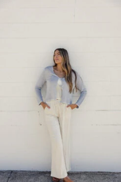 Blue Open Knit Tie Front Cardigan - Ellis Island Summer Layer -ROOLEE FASHION SHOP 028A3034 cc80ec5b 0f9a 41ea b924 19d816de3125