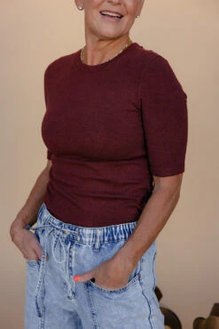 Be Cool Mulberry Knit Tee - Sleek Fitted Short Sleeve Top 15 Be Cool Mulberry Knit Tee - Sleek Fitted Short Sleeve Top -ROOLEE FASHION SHOP 028A3059 1e9cfb3e 494b 46e3 a7b4 6a035aa83972