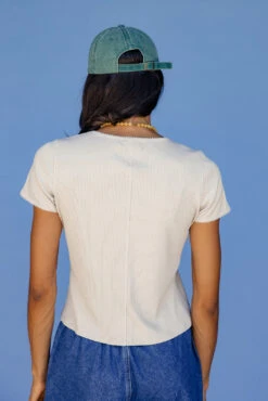 Summer Ribbed Button Blouse with Scalloped Hem -ROOLEE FASHION SHOP 028A3368