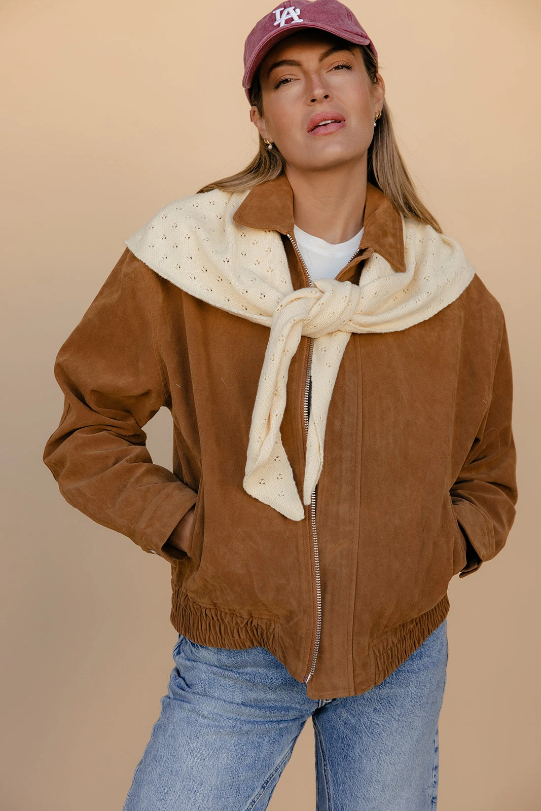 Copper Canyon Tailored Camel Suede Jacket with Zip Front 6 Copper Canyon Tailored Camel Suede Jacket with Zip Front - Image 4