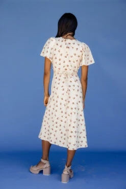 Sacia Flutter Sleeve Dress - Elegant Cream Floral Print -ROOLEE FASHION SHOP 028A3473 055d60f8 625c 43ed 8f42 827eeeed0b61