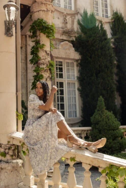 Jonesy Smocked Midi Dress with Swiss Dots and Pockets -ROOLEE FASHION SHOP 028A3505 Original