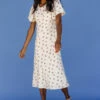 Sacia Flutter Sleeve Dress - Elegant Cream Floral Print 2 Sacia Flutter Sleeve Dress - Elegant Cream Floral Print -ROOLEE FASHION SHOP 028A3515
