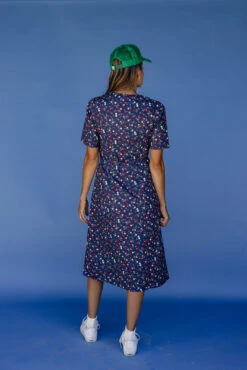 Cherry Print Button Down Midi Dress with Adjustable Waist Tie -ROOLEE FASHION SHOP 028A3537