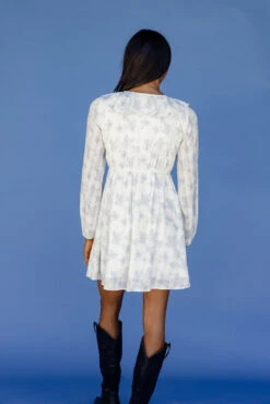 Floral Long Sleeve Bow Dress with Pockets - Fall Ruffle Mini Dress -ROOLEE FASHION SHOP 028A3592