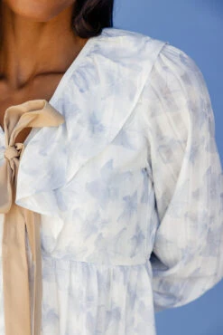 Floral Long Sleeve Bow Dress with Pockets - Fall Ruffle Mini Dress -ROOLEE FASHION SHOP 028A3697