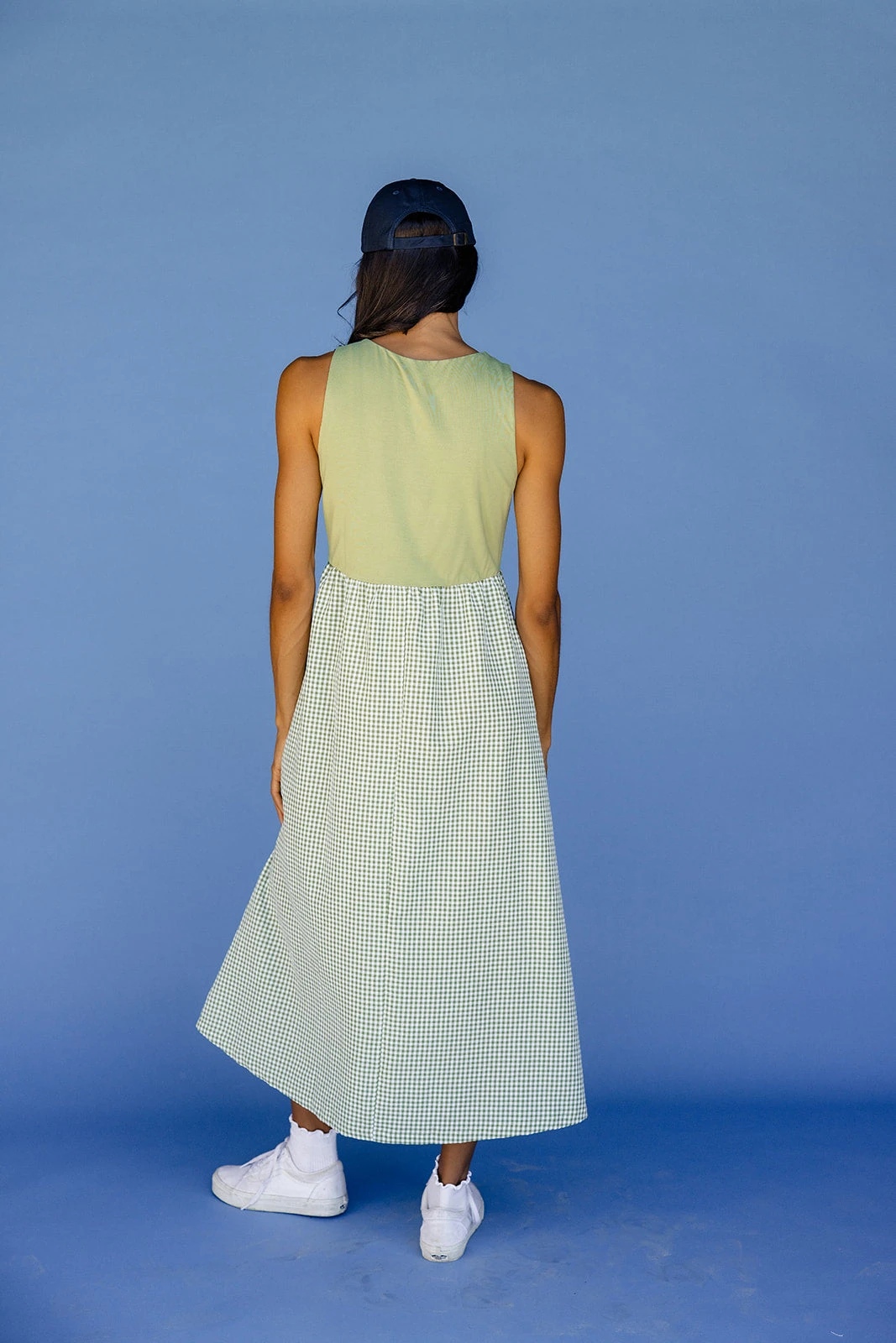 Green Gingham Tank Dress with Pockets - Casual Summer Midi 6 Green Gingham Tank Dress with Pockets - Casual Summer Midi - Image 4