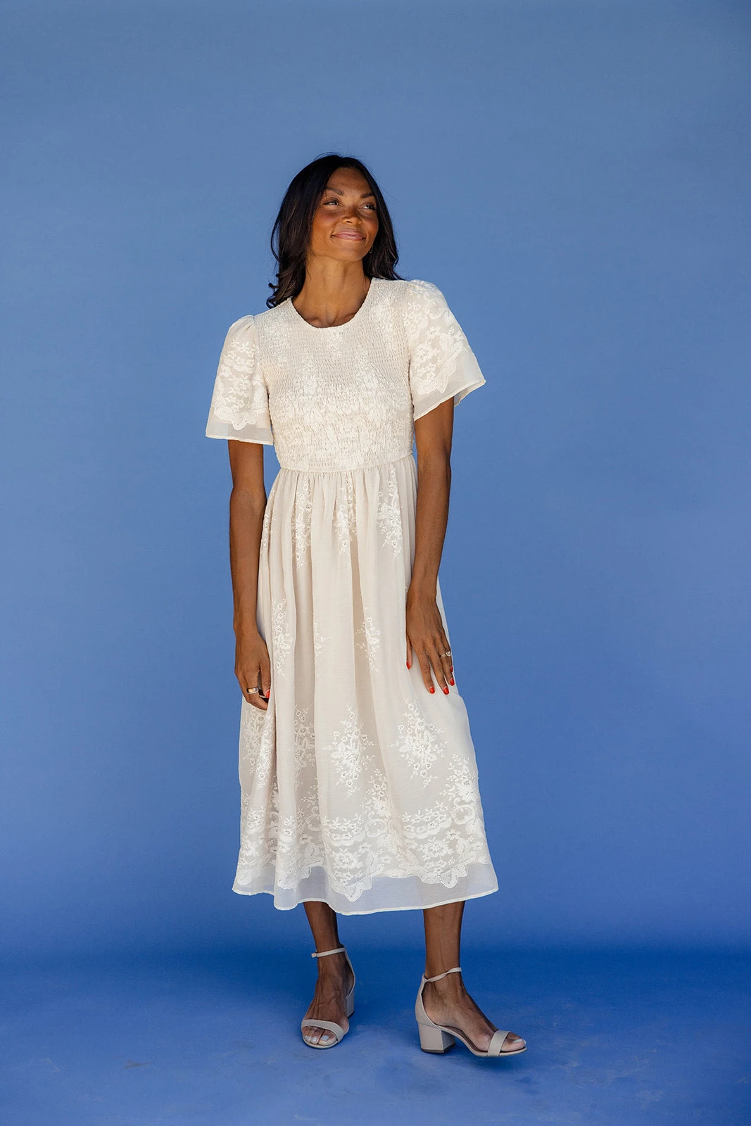 Juliette Smocked Lace Midi Dress for Special Occasions 5 Juliette Smocked Lace Midi Dress for Special Occasions - Image 3