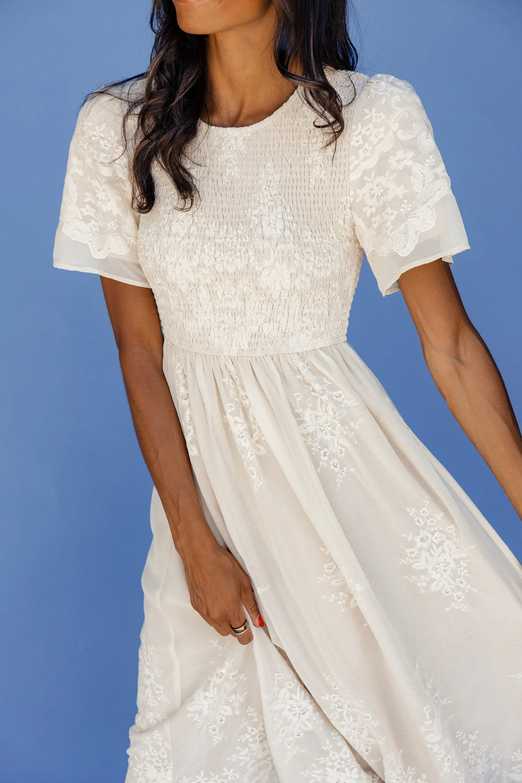 Juliette Smocked Lace Midi Dress for Special Occasions 4 Juliette Smocked Lace Midi Dress for Special Occasions - Image 2
